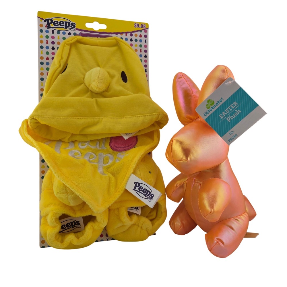 Peeps Baby Hat Booties Bib Set Yellow‎ Easter Chick Costume Toddler Infant